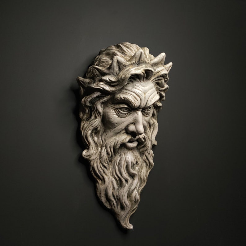 Zeus Wall Sculpture Handmade Wall Art Zeus Figure Greek Etsy