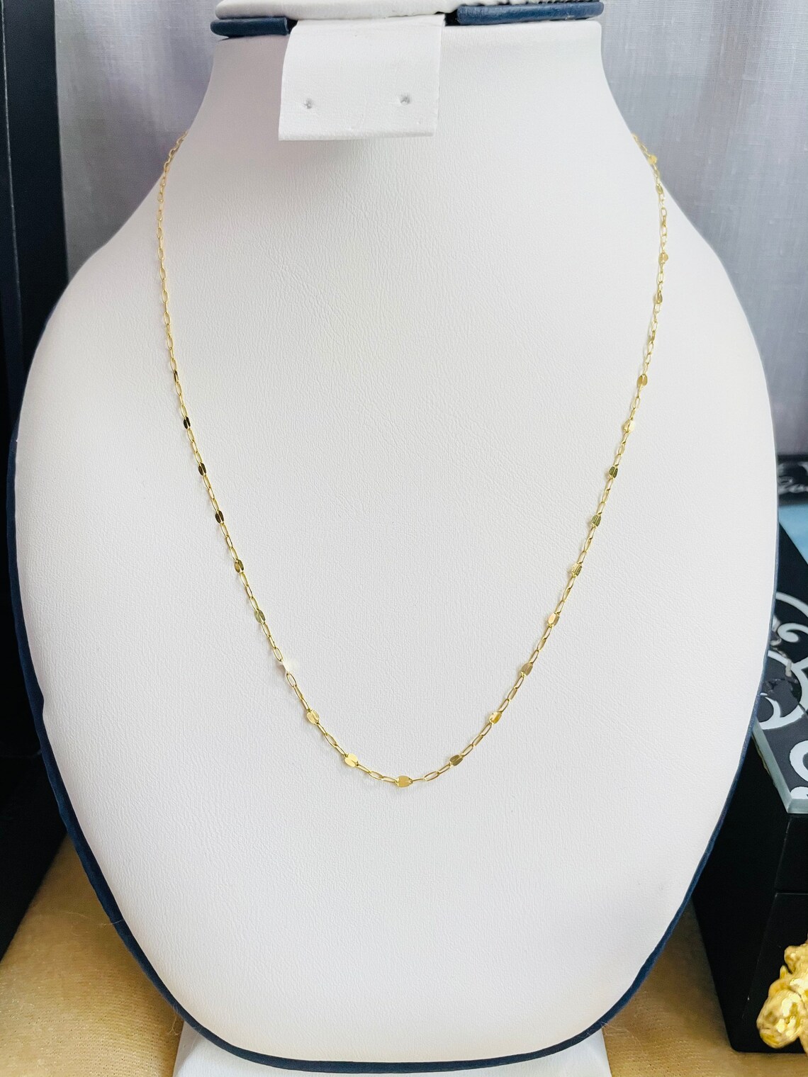 18k Real Gold Mirror Chain Necklace 18 inches 1.38 grams Etsy