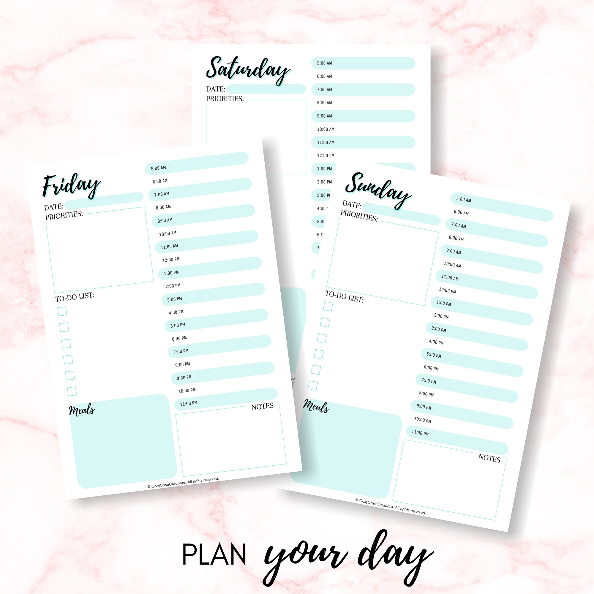 daily planner printable undated planner daily to do list etsy