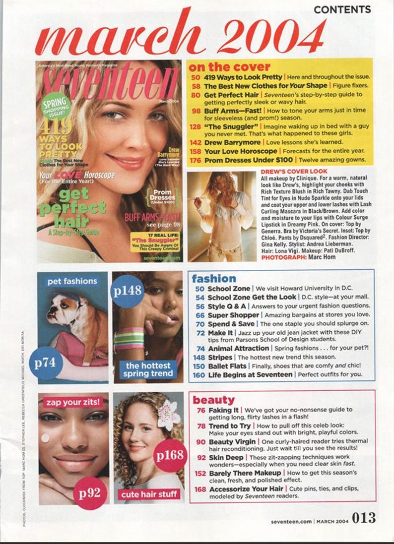 Pretty Headlines Seventeen Magazine March 2004 – Vintage Digital Download – PDF Back ...