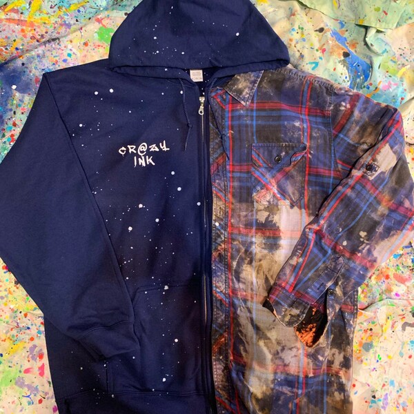 Half Flannel Half Sweatshirt Etsy