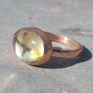 CITRINE Ring - Size 6, Natural Citrine Crystal Ring - Rose Brass - Handmade Jewelry - Citrine Ring - Healing Crystal - Citrine Crystal