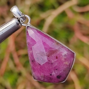 RUBY Pendant - Natural African Ruby Silver Pendant - Handmade Jewelry - Natural Ruby Pendant - Sterling silver Pendant, Healing Crystal