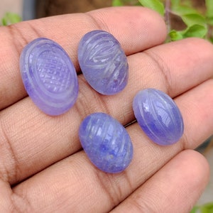 Beautiful TANZANITE Crystal handmade carved cabochon gemstone, wholesale natural blue tanzanite carved cabochons lot for jewellery making
