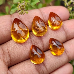 Beautiful CITRINE Crystal smooth pear cabochon gemstone, wholesale natural citrine quartz cabochons lot for jewellery making