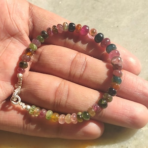 WATERMELON TOURMALINE Crystal - Natural Tourmaline Smooth Bracelet Handmade jewellery-Wholesale Tourmaline Bracelet For Healing purpose