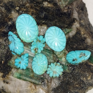ARIZONA TURQUOISE CRYSTAL - Natural Handmade Carved Cabochons - Wholesale Beautiful Arizona Turquoise Carved Cabochon For Jewellery Making