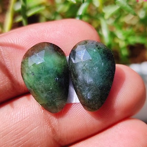ZAMBIAN EMERALD CRYSTAL - Natural Emerald Faceted Pairs Gemstone - Wholesale Beautiful Zambian Emerald Crystal For Jewellery Making