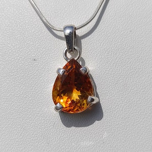 CITRIN Anhänger - Natürlicher Citrin Quarz Silber Anhänger - Handgemachter Schmuck - Natürlicher Citrin Anhänger - Sterling Silber, Heilender Kristall