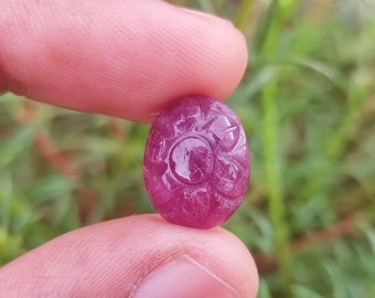 AFRICAN RUBY CRYSTAL- Natural Ruby Crystal Carved Cabochon Gemstone - Handmade Flower Carving,Wholesale Natural Ruby Crystal Carved Cabochon
