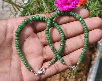 TSAVORITE GARNET CRYSTAL - Natural Tsavorite Faceted Bead Bracelet