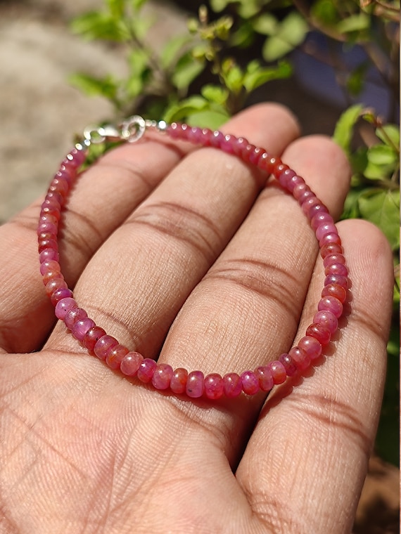 Beautiful RUBY CRYSTAL Smooth Beads Bracelet Wholesale Natural