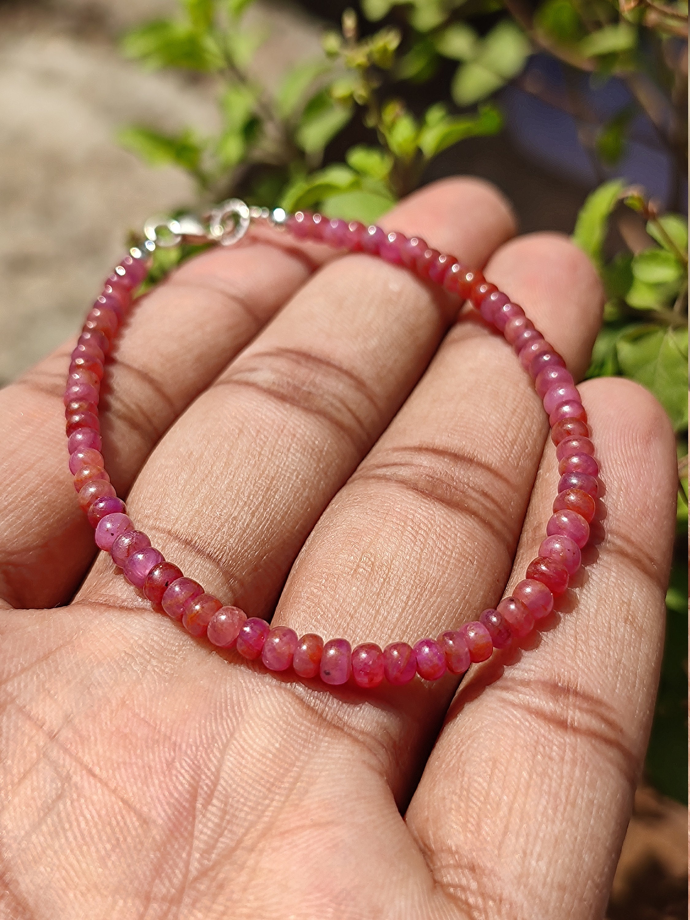 Amazon.com: Genuine Ombre Ruby Bracelet with Solid Sterling Silver Chain  Extender 1 inch,July Birthstone, Size - 6.5,7,7.5,8,8.5 : Handmade Products