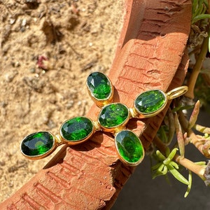 Beautiful.! Chrome diopside cross pendant - Gift jewelry - 925 sterling silver , Gold plated - Natural Chrome diopside cross charm pendant
