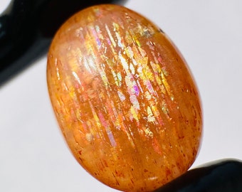 Rainbow.! Lattice Sunstone Cabochon - Amazing Rainbow Lattice Sunstone - Jewelry making - Rainbow flakes - Healing Crystal - Sunstone