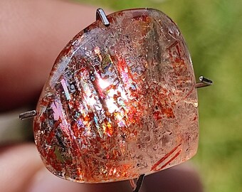 Amazing High Quality ~ Confetti Sunstone - High Grade Sunstone - Sparkling Rainbow Sunstone cabochon-With Copper Inclusions, Africa,Tanzania