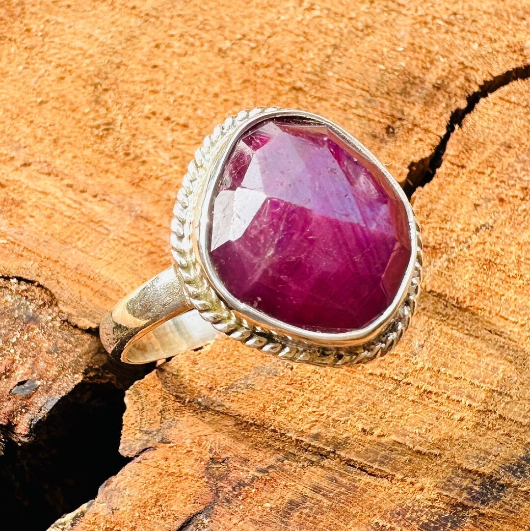 African Ruby Ring - Adjustable Natural Ruby Crystal - Gift Jewelry ...