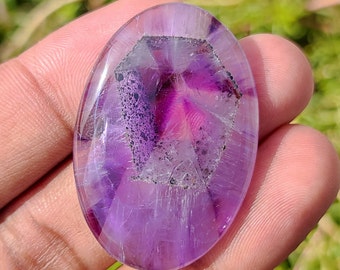 ¡Atómica! Cabujón de amatista trapiche - Piedra de amatista trapiche atómica natural - Para joyería - Cristal curativo - Amatista trapiche