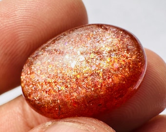 High Quality.! Rainbow Confetti Sunstone Cabochon - Fire Confetti Sunstone - Sparkling Rainbow Sunstone With Copper Inclusion - Tanzania