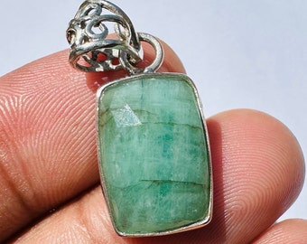 ¡Hermoso! Colgante de Esmeralda - Colgante de Plata con Esmeralda Natural - Joyería de Regalo - Cristal Curativo - Plata de Ley 925 - Esmeralda Natural