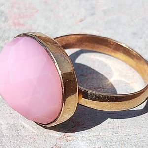 Pink Opal Ring - Size 6.5, Natural Pink Opal Crystal - Rose Brass - Handmade Jewelry - Pink Opal Ring - Healing Crystal -Pink Opal Crystal