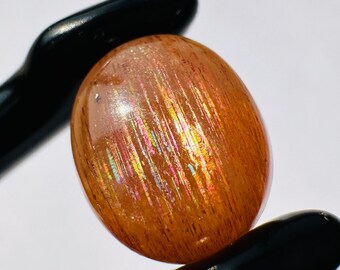 Rainbow.! Lattice Sunstone Cabochon - Amazing Rainbow Lattice Sunstone - Jewelry making - Rainbow flakes - Healing Crystal - Sunstone
