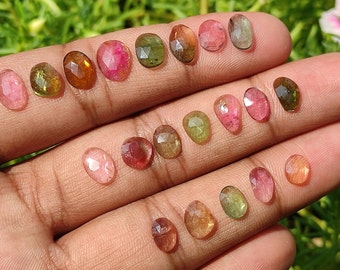 Beautiful Quality ~ Tourmaline Rose Cut Cabochon - Watermelon Tourmaline - Jewelry making - 20 pcs lot - Mataphyiscal Crystal