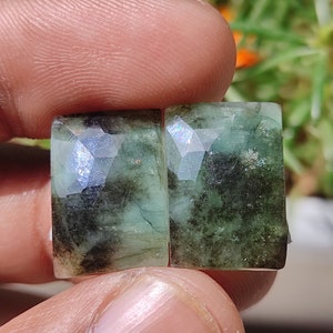 ZAMBIAN EMERALD CRYSTAL - Natural Emerald Faceted Pairs Gemstone - Wholesale Beautiful Zambian Emerald Crystal For Jewellery Making