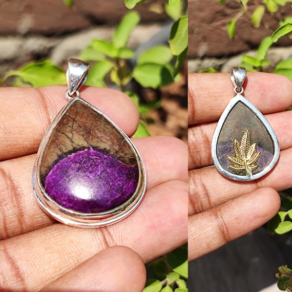 Sterling Silver Stichtite Teardrop Pendants Sterling Silver Stichtite Teardrop Pendants