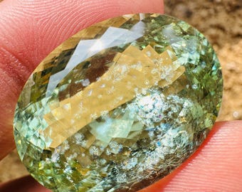 Aquamarijn.! Groene regenboog aquamarijn gefacetteerd - natuurlijke aquamarijnsteen - hoge kwaliteit - groene aquamarijn beril - flitsende regenboogaquamarijn
