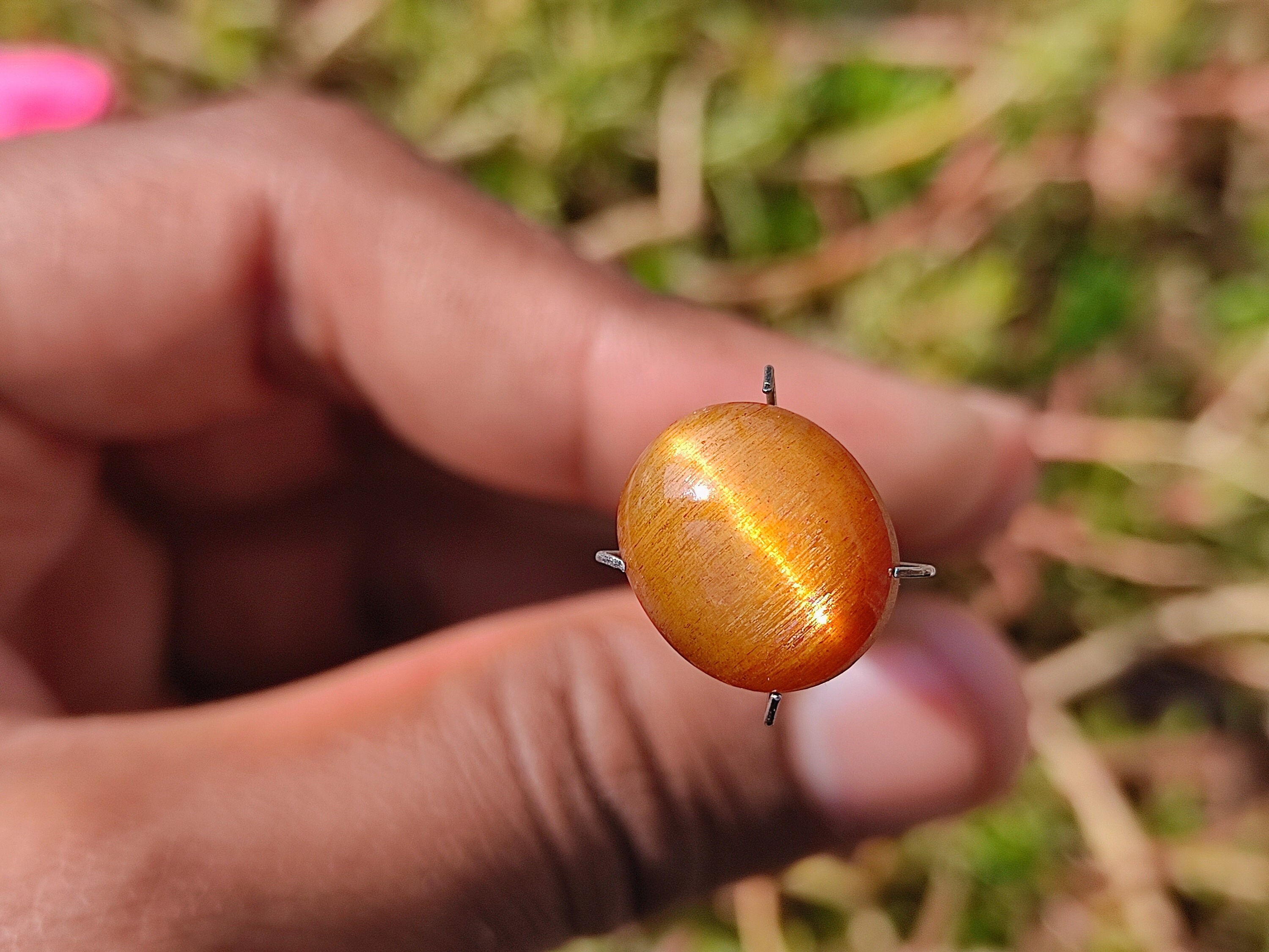 SUNSTONE Cat's Eye - High Grade Sunstone Cat's Eye Crystal - Sparkling Rainbow Sunstone Cabochon Gemstone - African Sunstone Gemstone