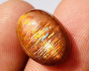 Rainbow.! Lattice Sunstone Cabochon - Amazing Rainbow Lattice Sunstone - Jewelry making - Rainbow flakes - Healing Crystal - Sunstone