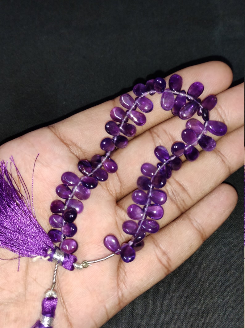 Natural amethyst smooth teardrop briolette beads wholesale natural amethyst string for jewelry making