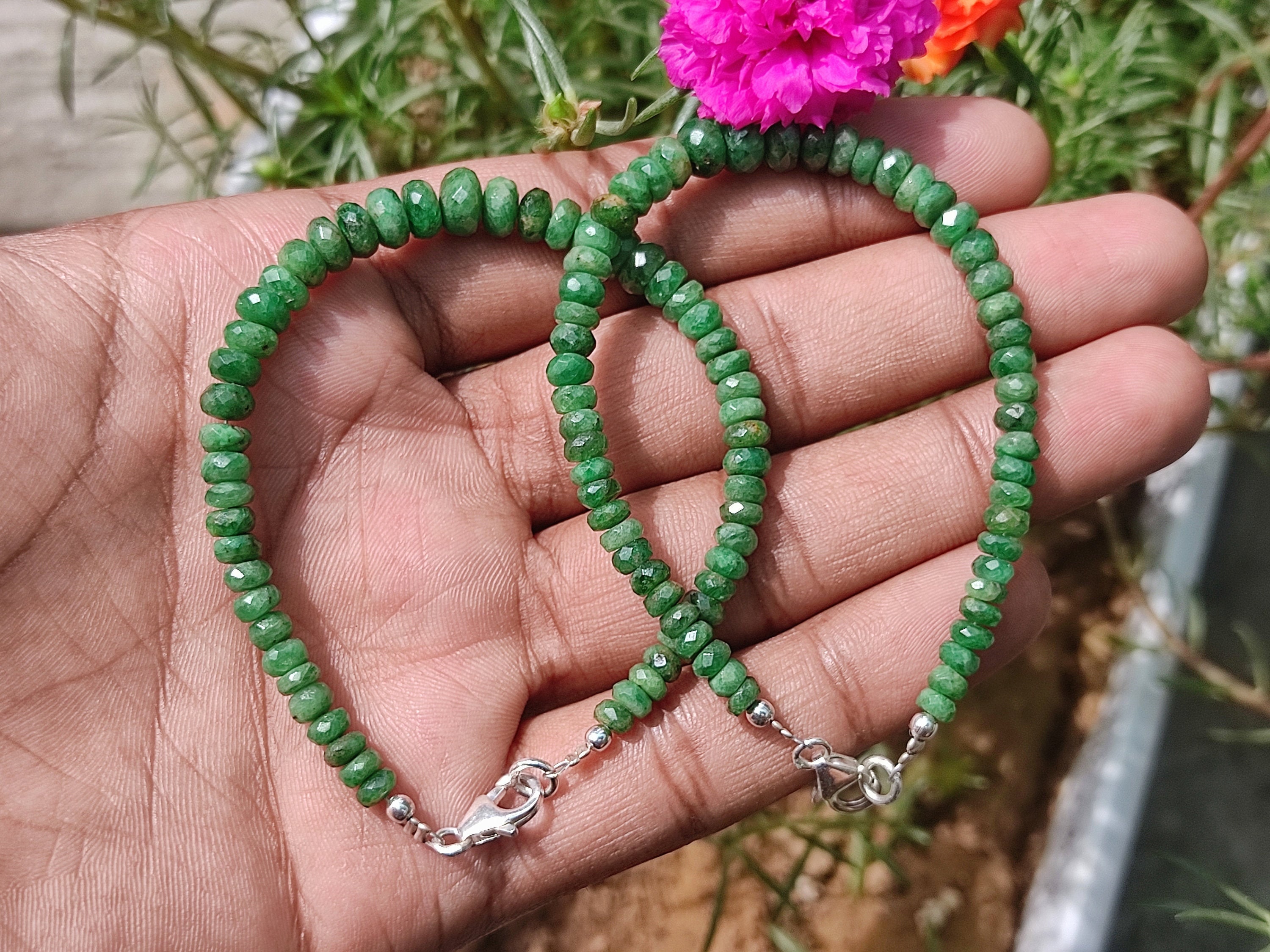 TSAVORITE GARNET CRYSTAL - Natural Tsavorite Faceted Bead Bracelet