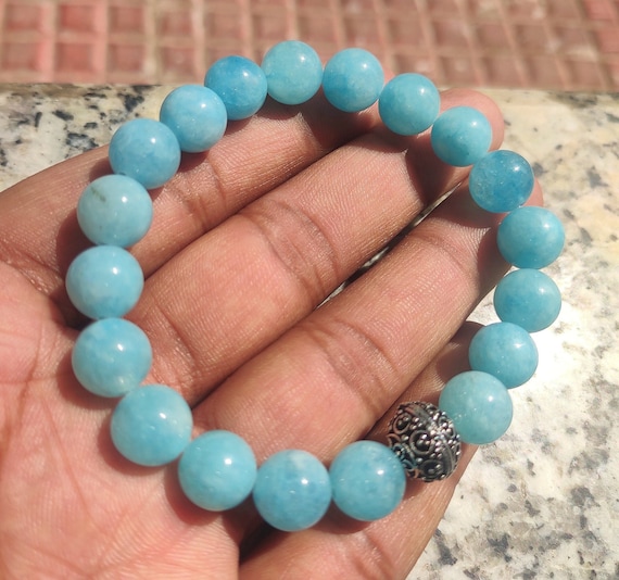 Beautiful. Blue Aquamarine Bracelet Natural Aquamarine Stone