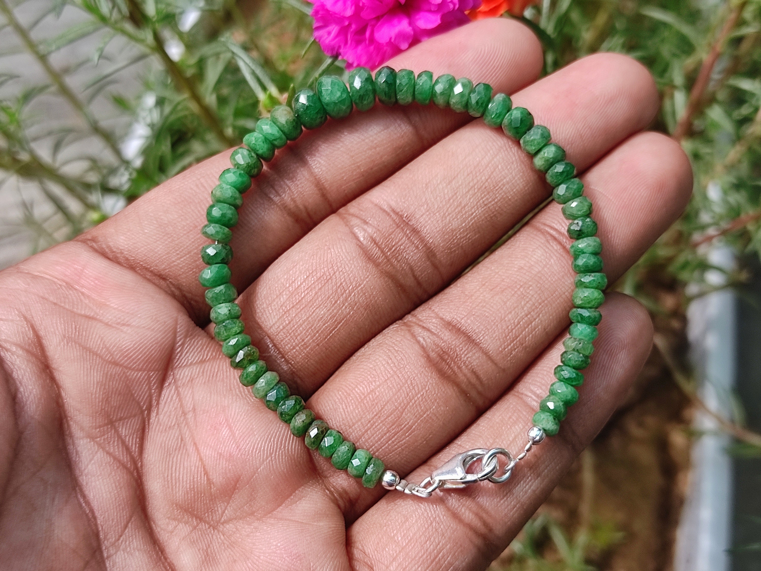 TSAVORITE GARNET CRYSTAL - Natural Tsavorite Faceted Bead Bracelet