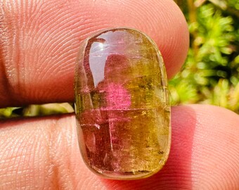 Bi Color.! Tourmaline Cabochon - Natural Bi color Tourmaline Stone - Stunning Tourmaline Crystal - Jewelry Making - Tourmaline Crystal