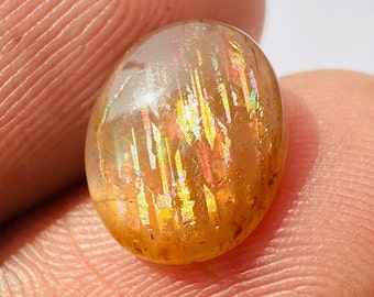 Rainbow.! Lattice Sunstone Cabochon - Amazing Rainbow Lattice Sunstone - Jewelry making - Rainbow flakes - Healing Crystal - Sunstone
