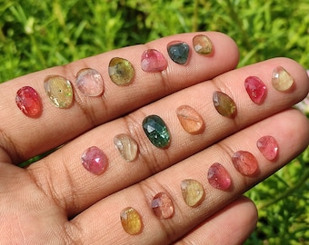 Amazing Quality ~ Tourmaline Rose Cut Cabochon - Watermelon Tourmaline - Jewelry making - 20 pcs lot - Mataphyiscal Crystal