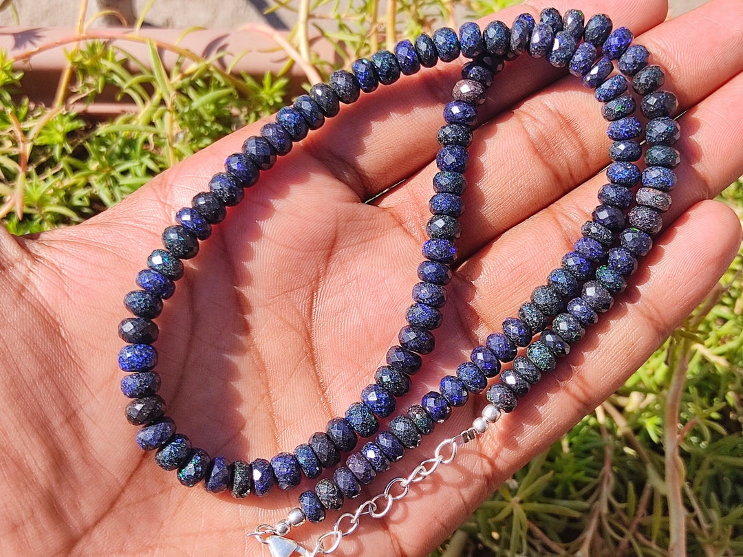 Andamooka Matrix Opal Roundelle Beads Necklace Black Matrix Etsy