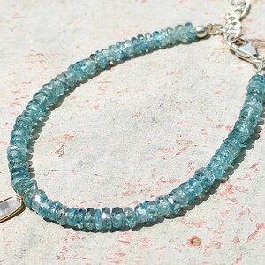 Beautiful ~ Blue Zircon Bracelet - Natural Diamond pendant - Handmade jewelry - Natural Blue Zircon Bracelet - Healing Jewelry