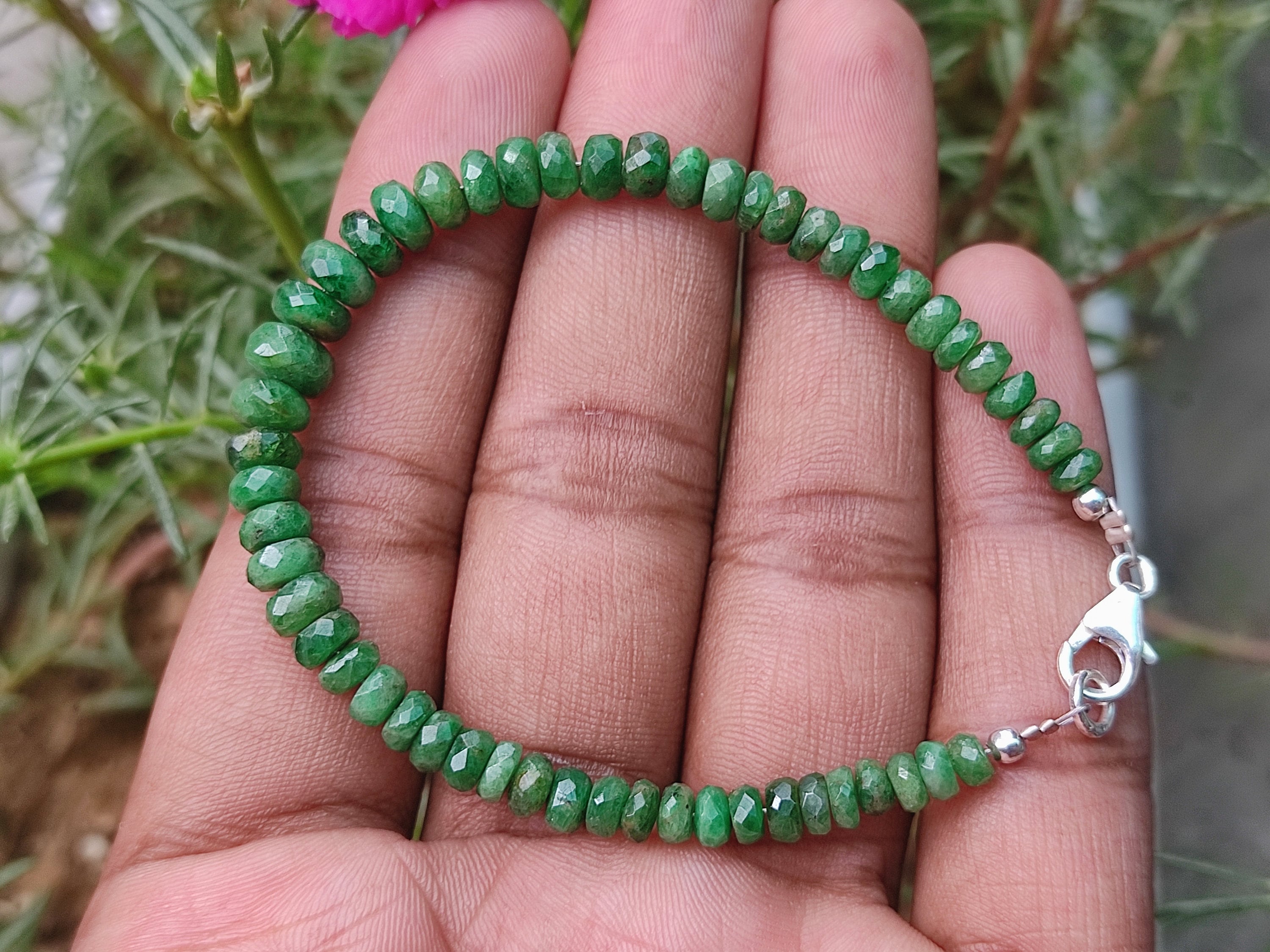 TSAVORITE GARNET CRYSTAL - Natural Tsavorite Faceted Bead Bracelet