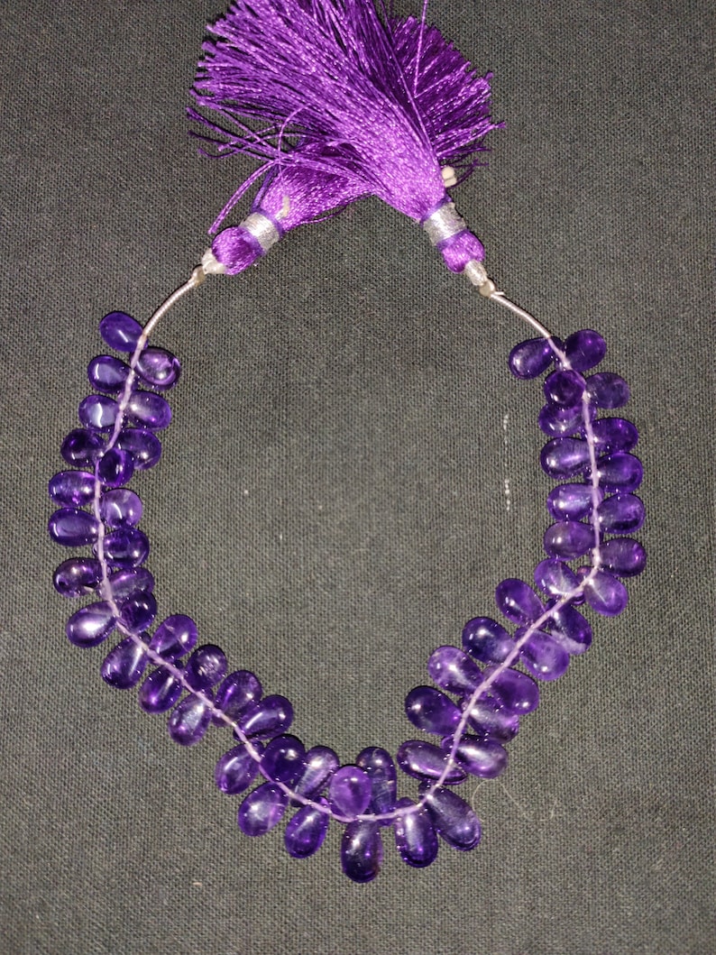 Natural amethyst smooth teardrop briolette beads wholesale natural amethyst string for jewelry making