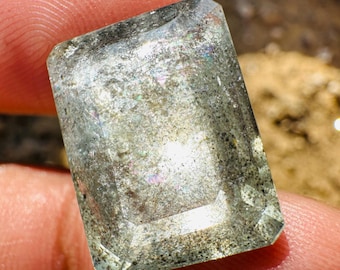 Zilverglans.! Groen flitsend aquamarijn gefacetteerd - natuurlijk mos aquamarijn - sieraden maken - genezend kristal - hoge kwaliteit - aquamarijn