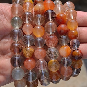 RUTILATED QUARTZ CRYSTAL - 12mm Round Bead - Bead Bracelet,Wholesale Natural Rutile Quartz Bracelet - Handmade Jewellery for Healing Purpose