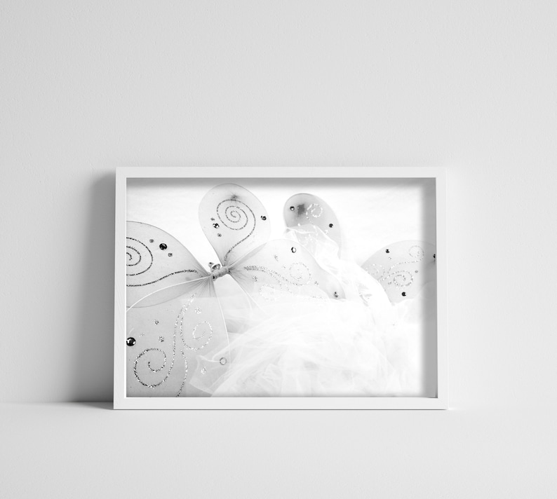 Black  White Fairy Wings and a Tutu Photographic Print Wall Art