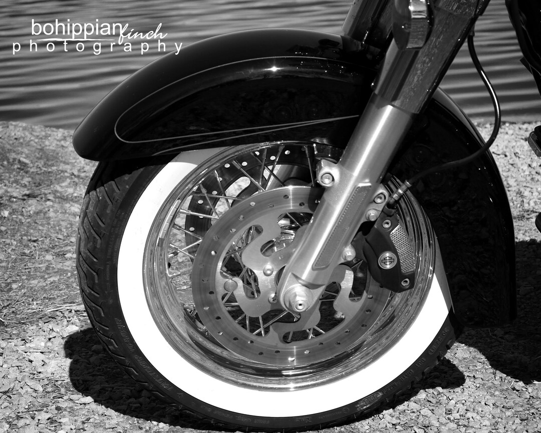 Digital Download Black & White Motorcycle Front Wheel by the Etsy