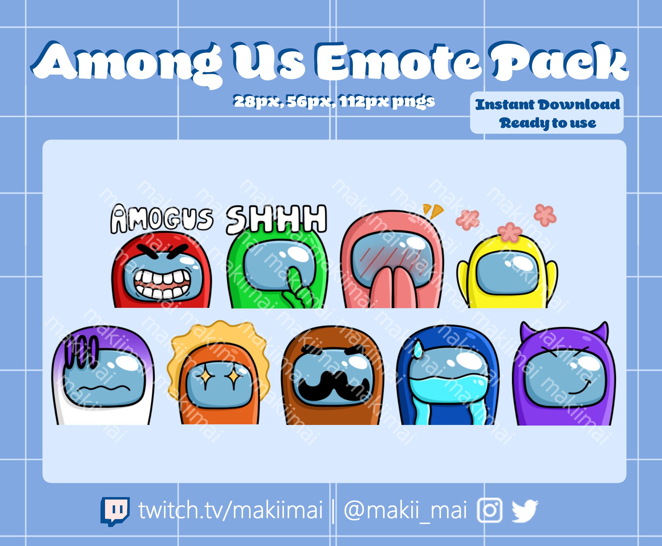 Twitch / Discord Emote Pack Among Us Blue 