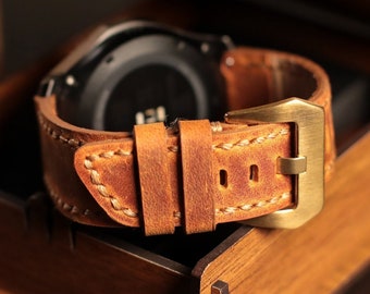 Vintage Strap for Garmin Watches, Personalized, Fenix 8, 7, 6, 5, Pro, Epix, 2, instinct, Venu, Forerunner, Vivoactive, Leather Strap