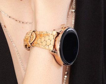 Womens Elegant Leather Watch Band, Compatible With Galaxy Watch Ultra 8 7 6 5 4 Classic Pro Active Gear 40mm 42mm 44mm Band